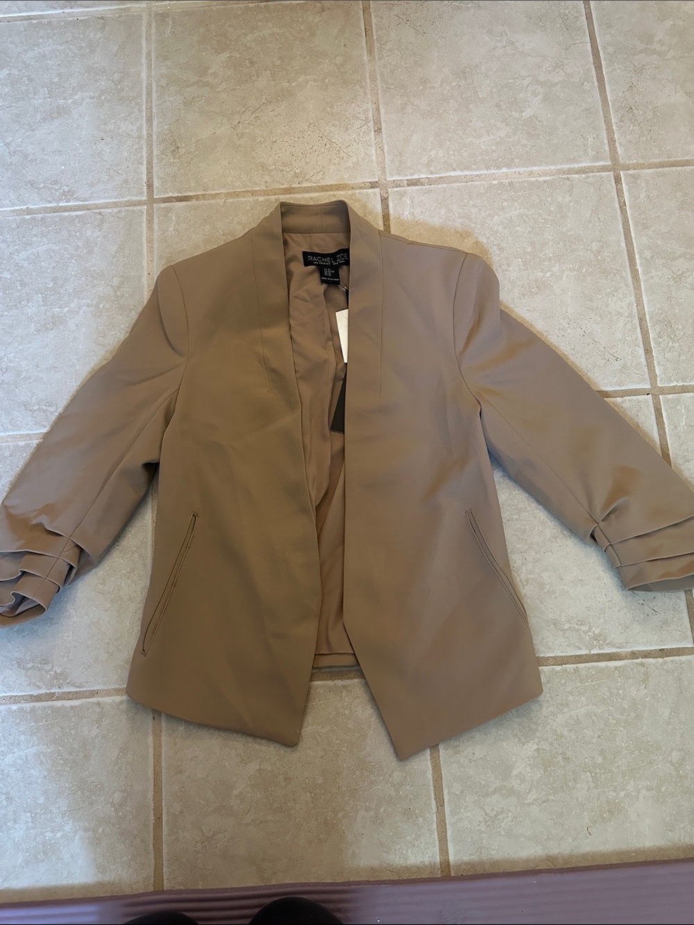Rachel Zoe Women's Taupe Open-Front Blazer Jacket